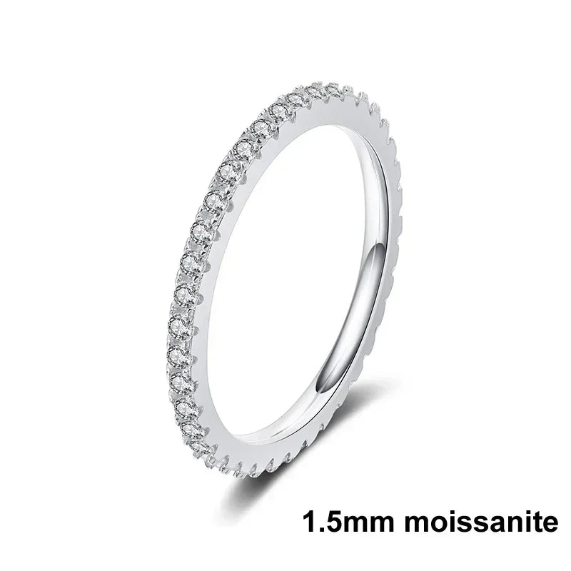 D Color 2mm Full Moissanite Diamond Ring for Women Sterling Silver 925 with Gold Plated Wedding Bridal Band Rings Jewelry