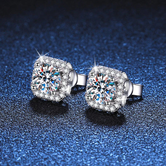 Real 0.5-1 Carat D Color Moissanite Stud Earrings For Women 100% 925 Sterling Silver Sparkling Earring Wedding Jewelry