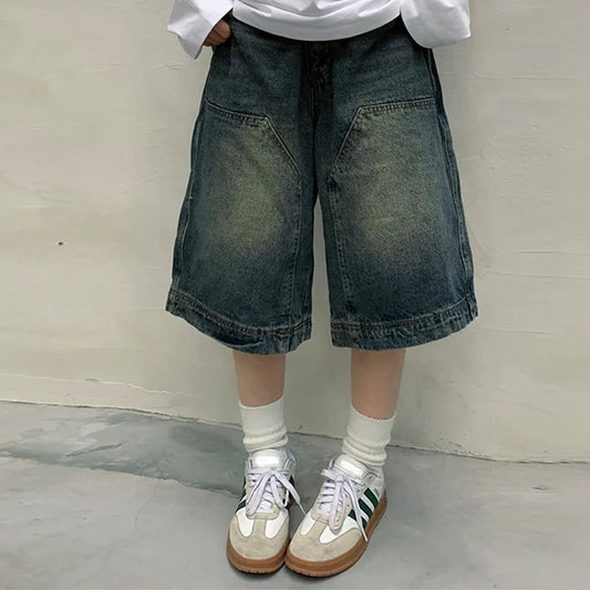 Y2K Vintage Baggy Jean Washed Wide Leg Capri Pants