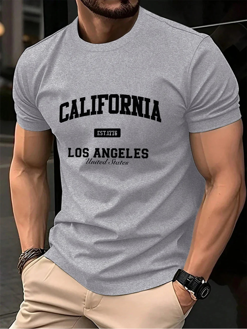 California Los Angeles Prints Mens T-Shirt Cotton Summer Short Sleeve Tops Soft Oversized O-Neck T Shirt Casual Male Clothes