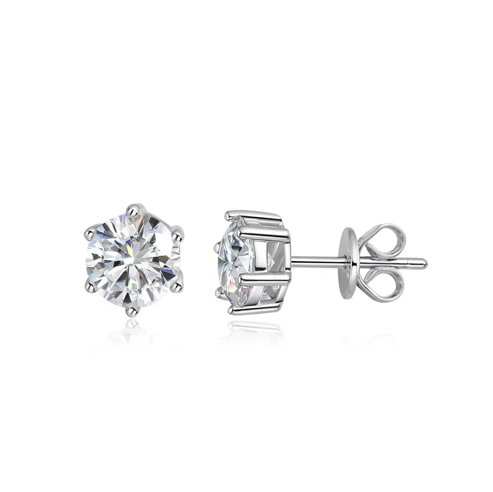 1CT Round Moissanite Stud Earrings for Women 925 Sterling Silver Plated 18K Classic Wedding Sparkling Lab Diamond Earring