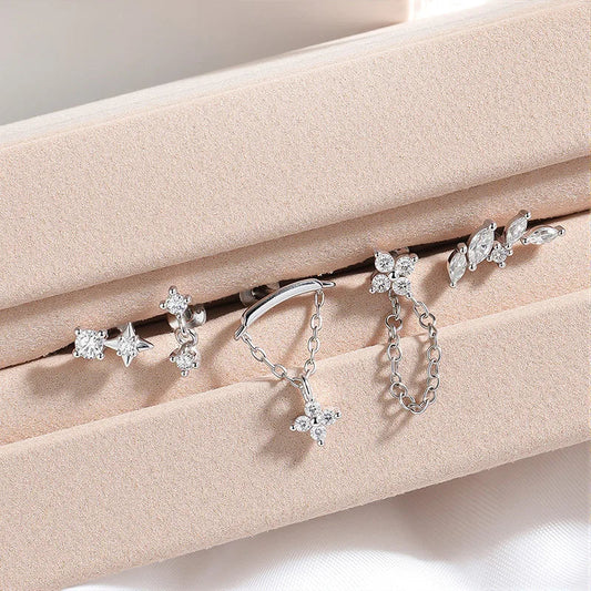 Moissanite 100% S925 Piercing Stud Earring for Women Dainty Flat Back Earring Cartilage Cute Piercing Stud Fine Jewelry