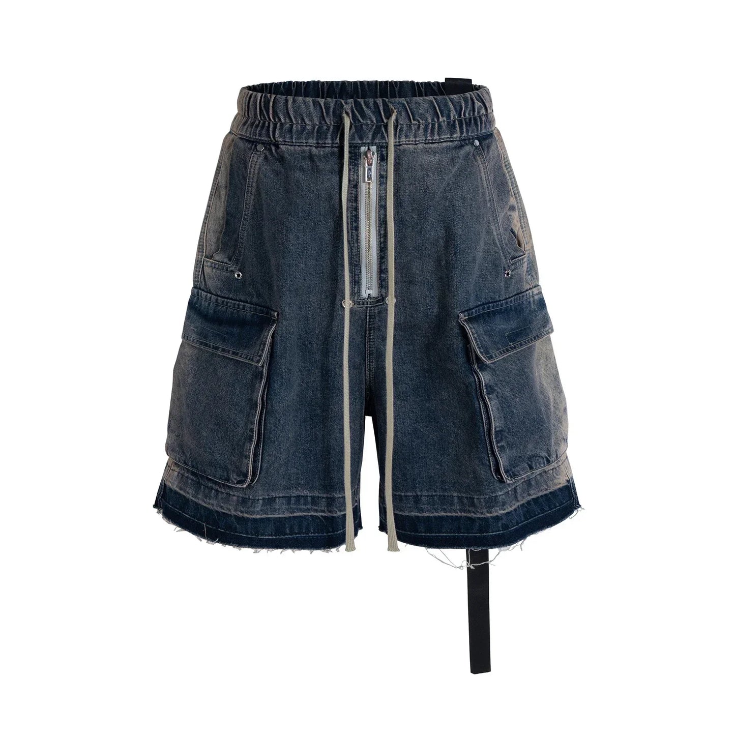 Gothic street jeans with multiple pockets men's shorts wide-legged loose nine-quarter pants knee-length pants loose casual pants