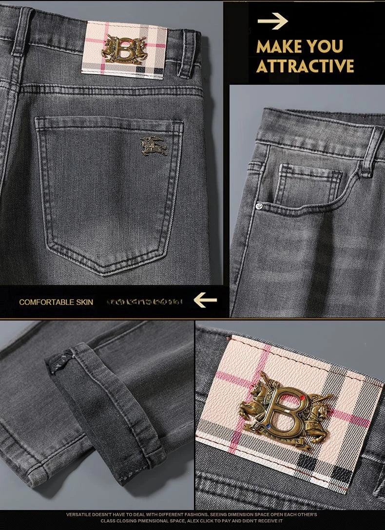 Men's Jeans Affordable Fashionable Elastic Slim Fit Light Straight-leg High-end Denim Long Pants Men's Trousers Denim Long Pants