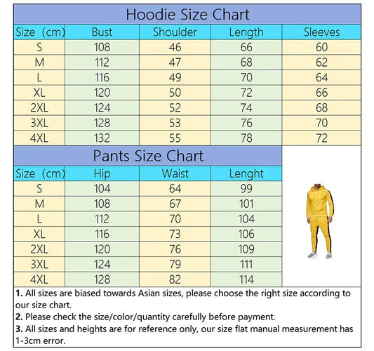 Hot Sales Mens Tracksuit Print Casual Hooded Sweatshirts 2 Pcs Set Autumn Winter Sports Jogging Mens Clothing Street Sportswear