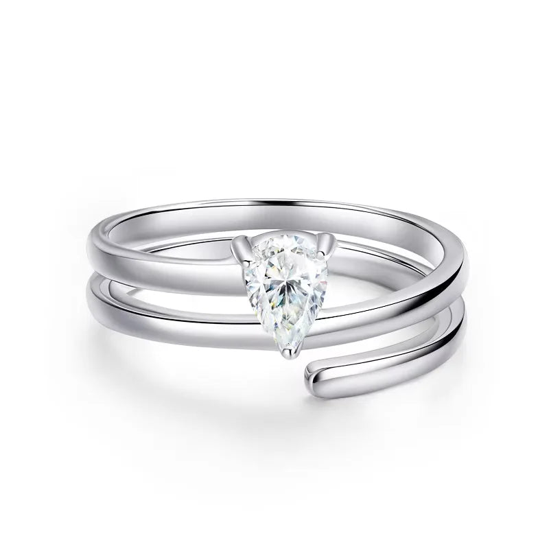 Certified 0.5CT Real Moissanite Solitaire Rings for Women Sterling Silver 925 Plated 18K Lab Daimond Female Tail Ring