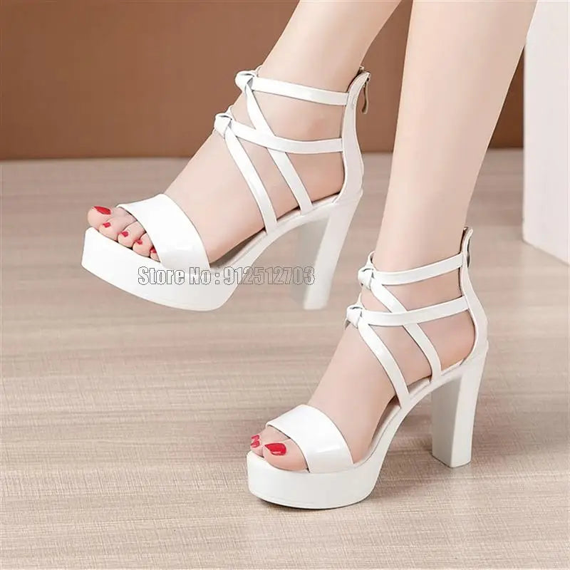 Girl Women Sandal Leather Sole High Heel Summer Shoes