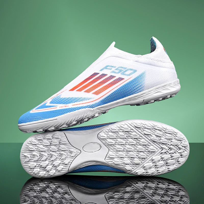 Without-Lace Mens Soccer Shoes f50 SLIP-ON Non-Slip Turf Soccer Cleats TF BOYS FG Training Football Boots Chuteira Campo 35-45