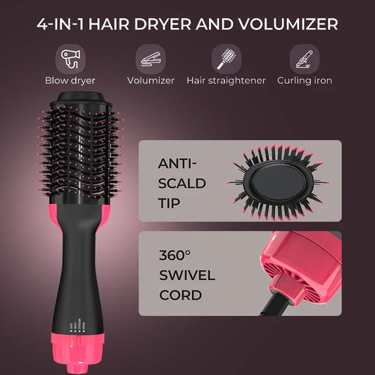 2 IN 1 One Step Hair Dryer and Volumizer Hair Straightener Hot Air Brush Hair Curler Hair Beauty and Health Styling