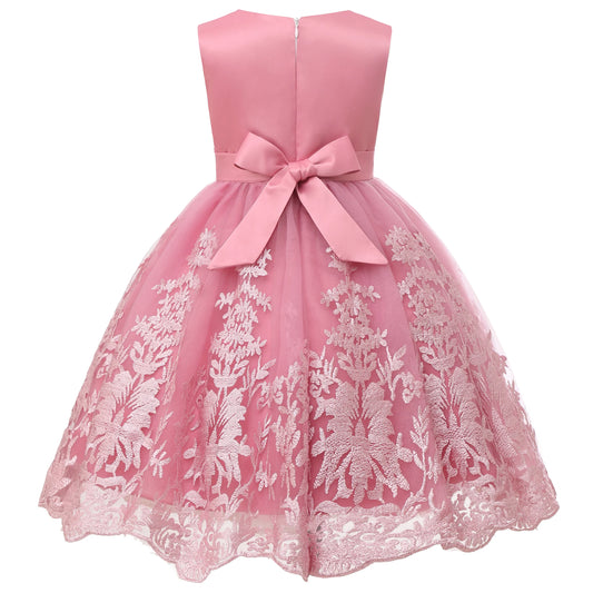 Europe and the United States cross-border new sleeveless undershirt embroidered princess dress girls flowers mesh dress flower