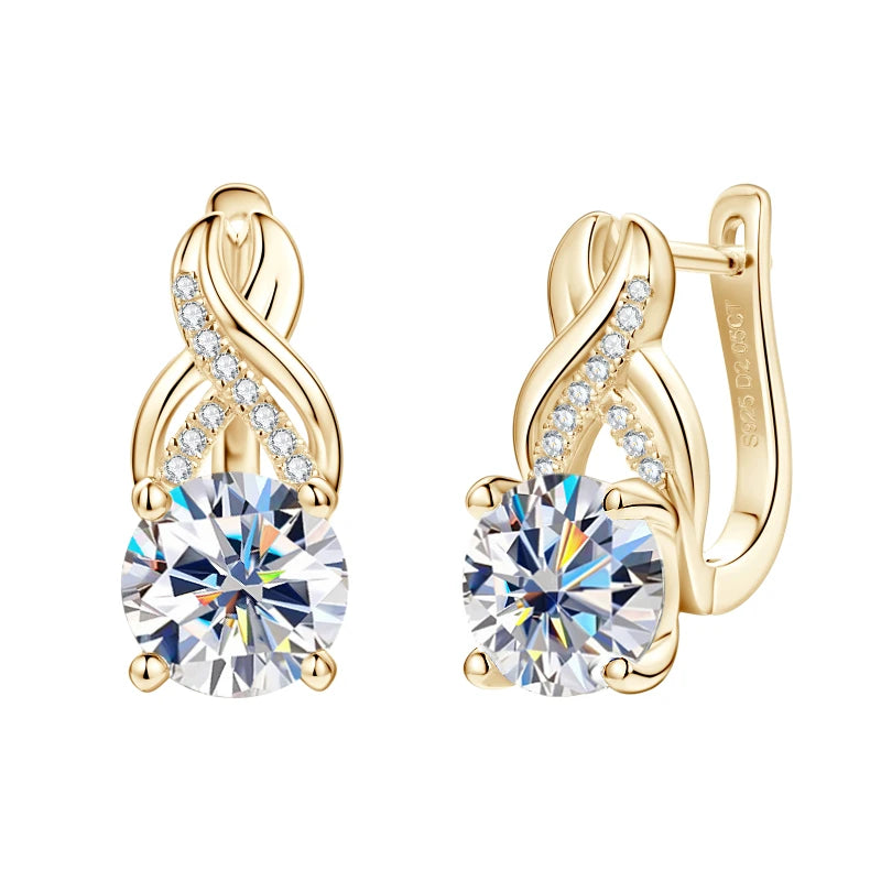 6.0CTW 8MM VVS1 Moissanite Jewelry Set 925 Silver Infinity Pendant Necklace Drop Hoop Earrings Sets for Women Gifts