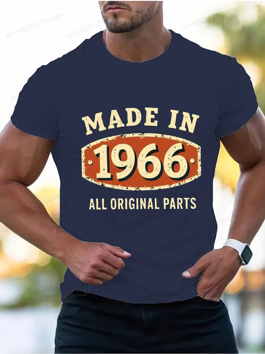 Made in 1966 All Original Parts Print Vintage T-Shirts for Men Women Summer Fashion Tees Short Sleeve T-Shirt T Shirts Clothing