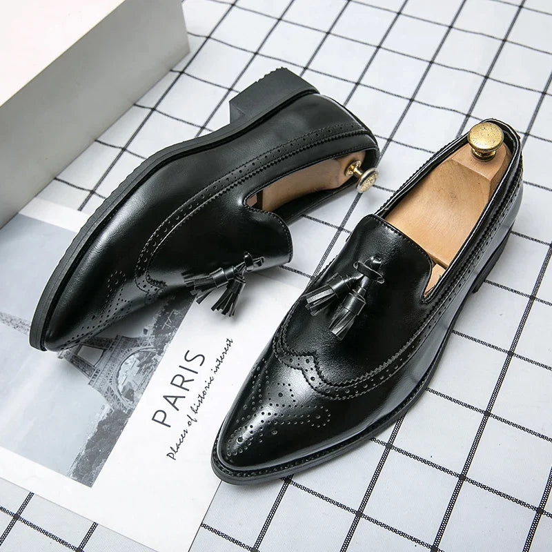 Tassel Formal Leather Shoes Men Classic Social Casual Business Brogues Men's Dress Shoes Trend Wedding Party Leather Loafers Men