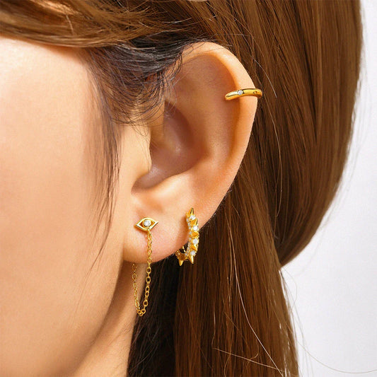 925 Sterling Silver 3PCS DIY Hoop Earring With Piercing Stud Earring Set Women Men Party Wedding Jewelry Set pendientes 925