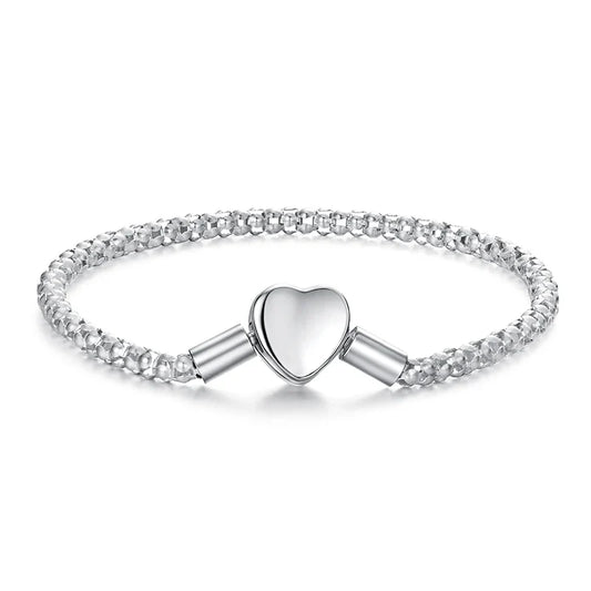 925 Sterling Silver Heart Love 3mm Chain Charm Bracelet for Women, High Quality Bracelet Fit for DIY Beads & Pendant