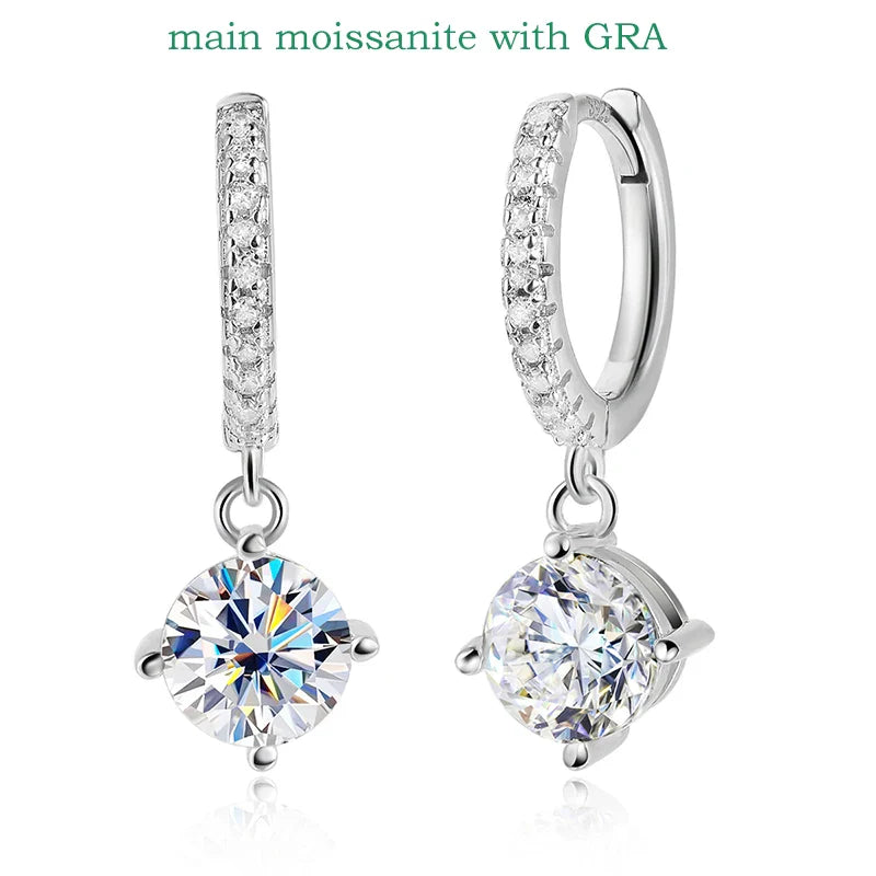 0.5CT 1CT D Color Zircon/moissanite Drop Earrings for Women Sparkling Lab Diamond Sterling Silver 925 Wedding Jewelry