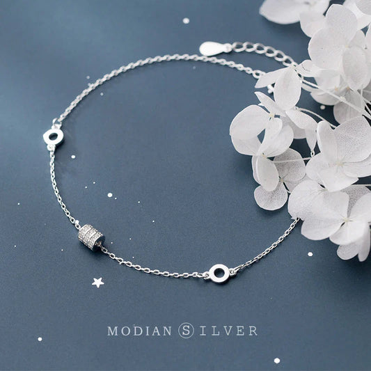 2025 New Fashion Geometric Round Charm Luxury Bracelet For Women 925 Sterling Silver Sparkling Link Tennis Silver Jewelry