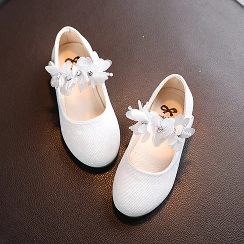 New fashion girls small leather shoes Korean version of the foreign-style cute princess shoes kids breathable white school dance