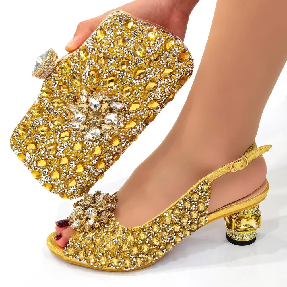 Silver Color Nigerian Women's Shoes and Bags Party African Fashion Shoes and Bags Wedding Shoes and Bags
