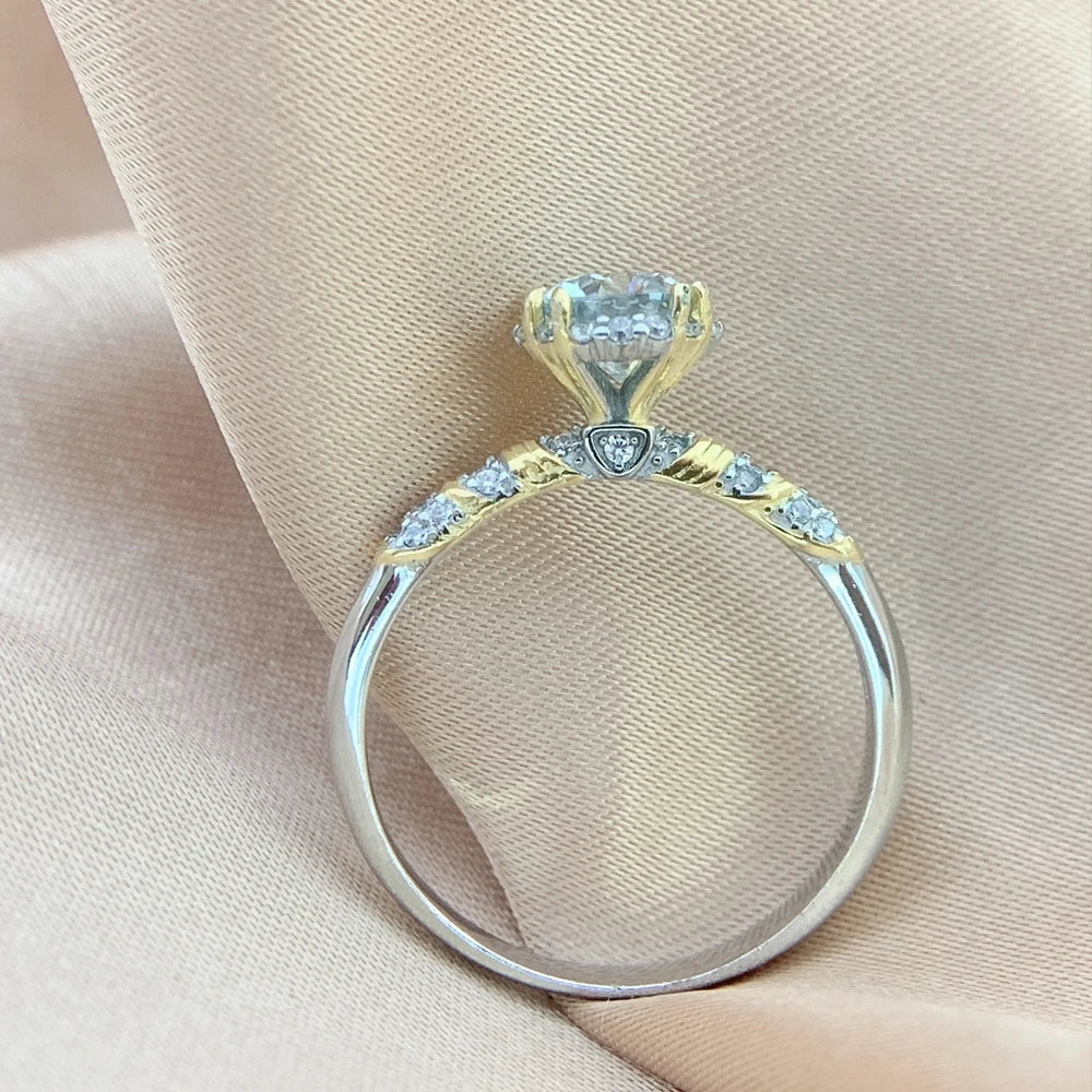 1ct D VVS1 Moissanite Rings for Woman Engagement Wedding Jewely with GRA 925 Sterling Sliver Plated 18k Diamond Ring