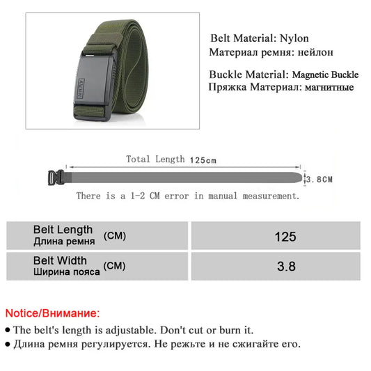 2026 New Fashion Nylon Belt Magnetic Buckle Adjustable Belts For Men Elastic Belts High Quality Wear-resistant Training Belt