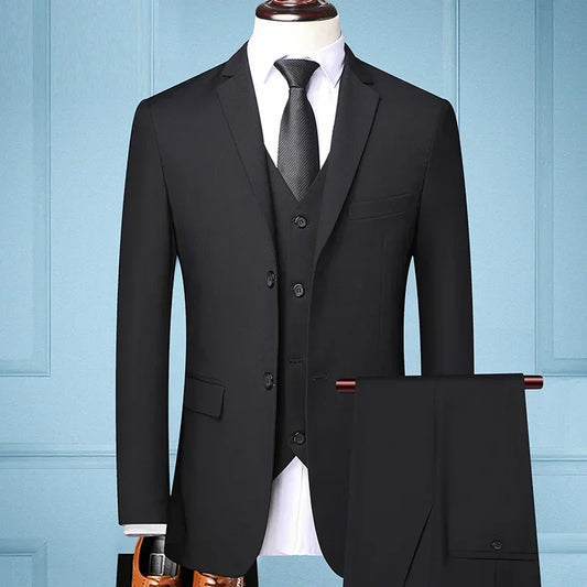 The New Store Offers Discounted Prices Casual Formal Business Men's Fashionable Gentleman Solid Color All-season Fitted Suit