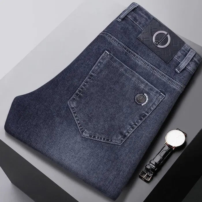 New Autumn Winter Mens Business Casual Jeans Straight Leg Fashion Denim Trousers Male Brand Clothing Slim Fit Autumn and Winter