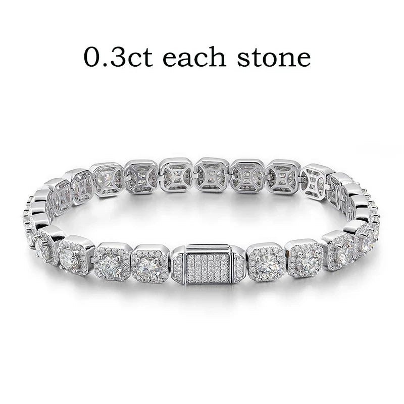 4/5/6.5mm Full Diamond 100% Real Moissanite Bracelets for Men Women Classic Luxury Bangles Pure 925 Sterling Silver Chain