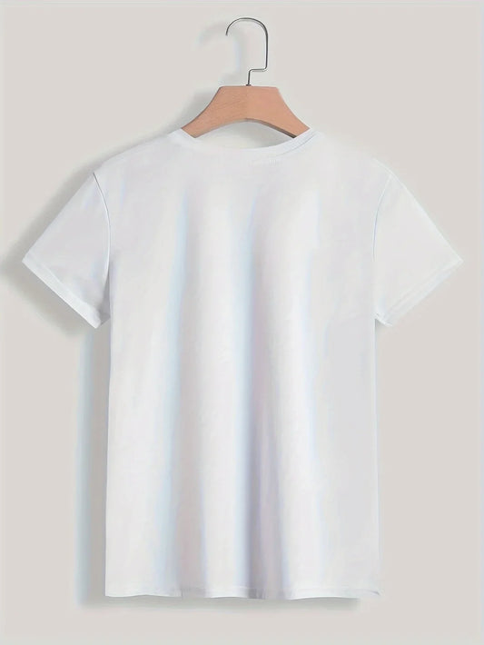 Vintage Elegant O-neck Short Sleeved T-shirt Paris Tower Printed Top High-quality Comfortable And Minimalist Women's Tee Top 