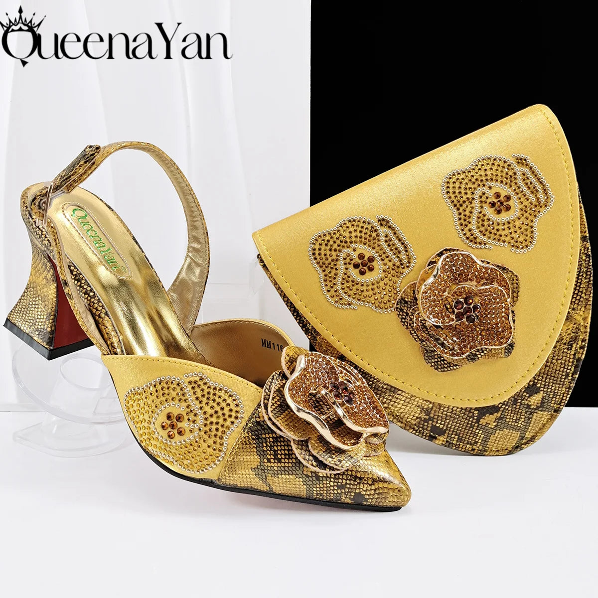 Elegant Lilac Color Women's Heels Handbag Set Rhinestone Embellished Designer Shoes for Weddings Special Events