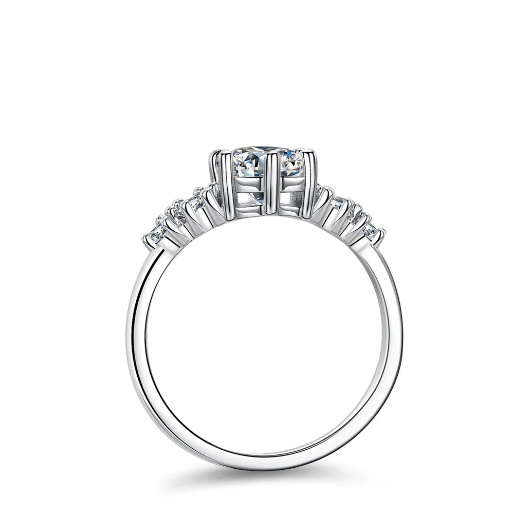 1CT D Color Moissanite Rings for Women Sparkling Diamond Engagement Wedding jewelry with GRA 925 Sliver Plated 18k Ring