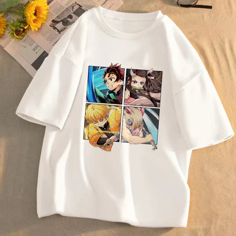 Demon Slayer Anime T-Shirt Kimetsu No Yaiba Unisex Graphic Tee Summer Short Sleeve Casual Cartoon Top Streetwear Anime Gift
