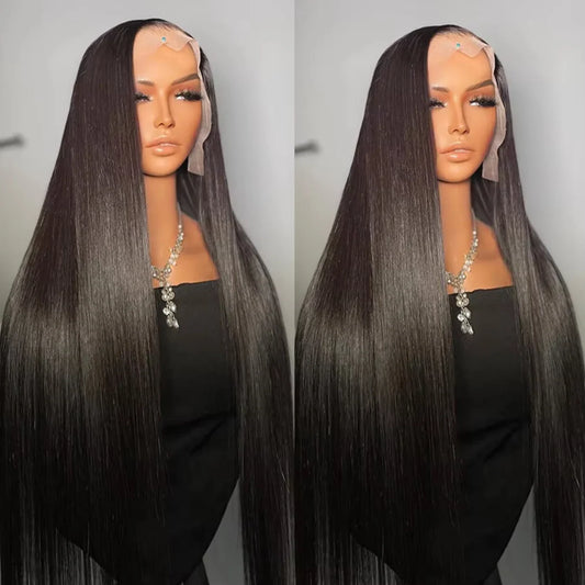 40 Inch 13x6 Hd Lace Frontal Wig 200% Density Brazilian Straight 13x4 Lace Front Human Hair Wigs Natural Hairline Bleached Knots