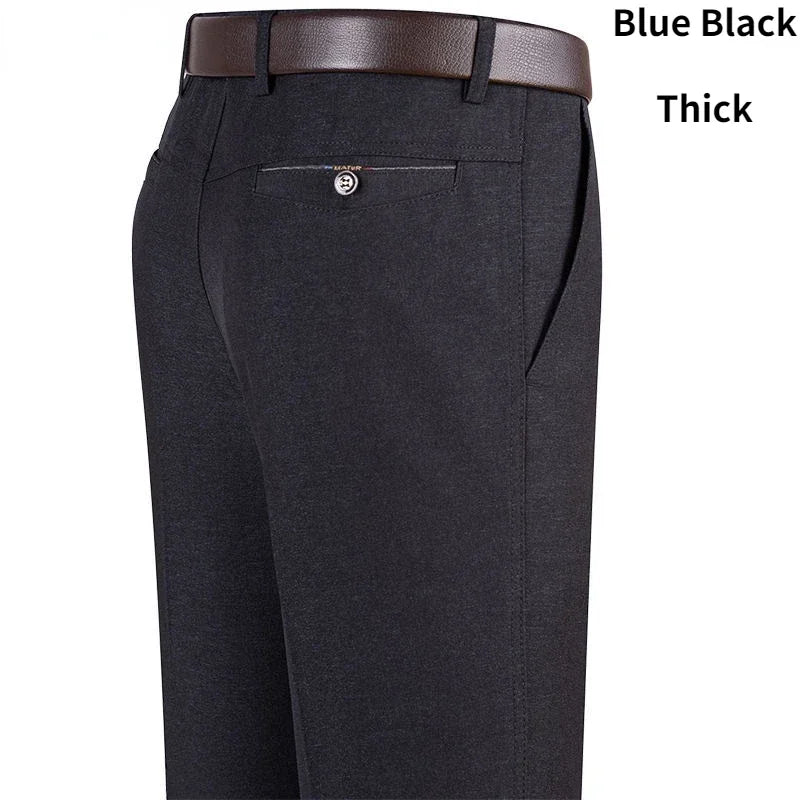 Men's Business Casual Pants Lightweight Summer Thin Autumn Thick Gentle Trousers Male Brand Fashion Suit Pant Solid Black Grey