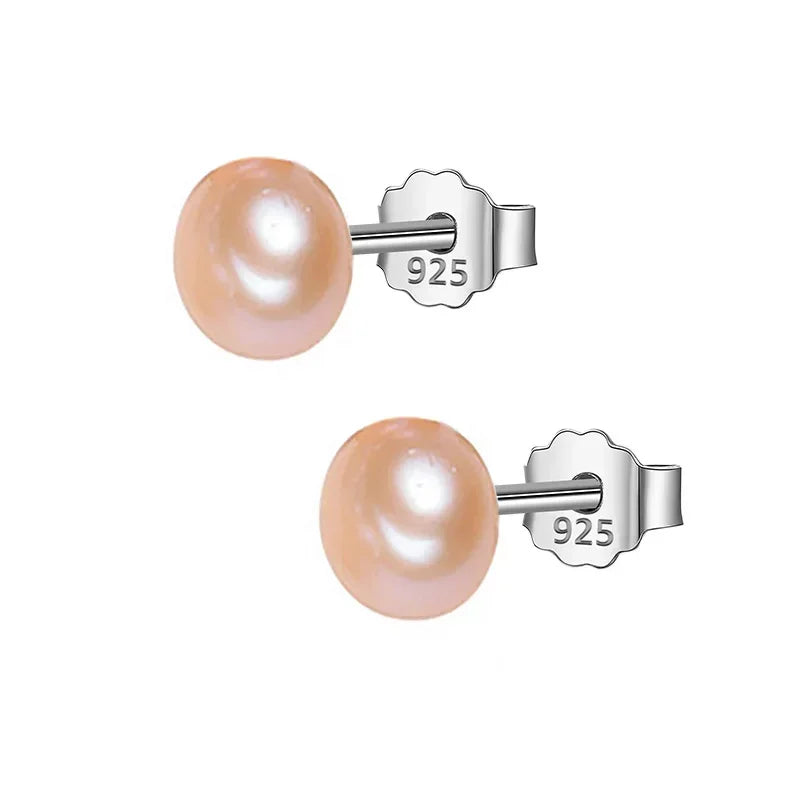 Authentic 925 Sterling Silver Sweet Irregular Pearl Stud Earrings For Women Wedding Party FIne Jewelry DA1224