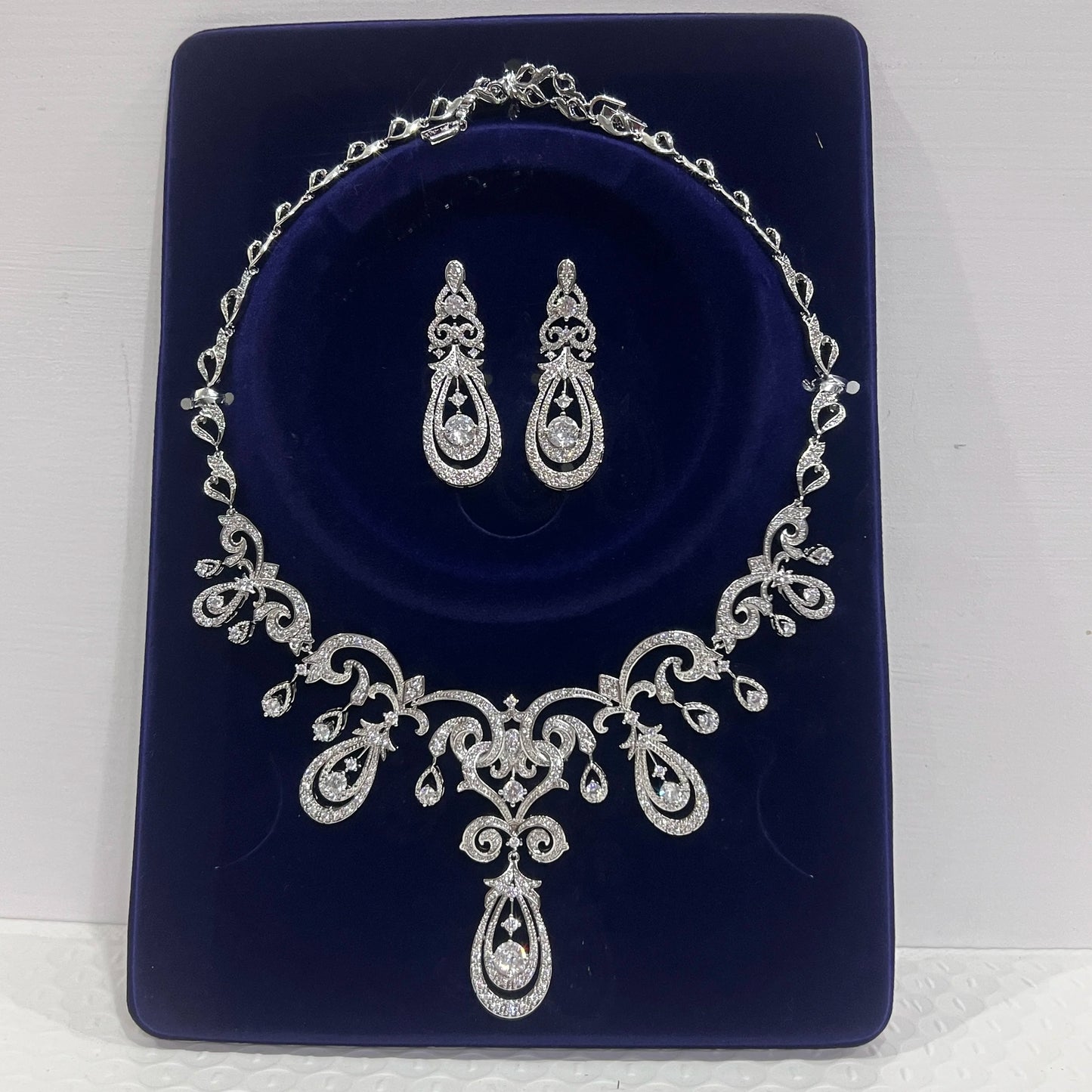 Fashion Geometric Design Bridal Dress Necklace Jewelry Sets High Quality Cubic Zirconia For Women Party Accessorie X0593