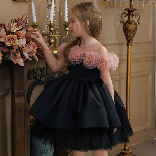 Summer Children's Birthday Party Princess Dress Little Girl Piano Host Costume Flower Girl Wedding Dress Kids Girls Dress