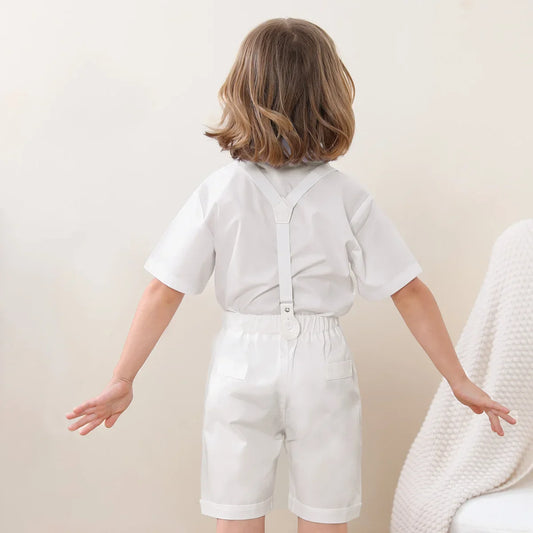 Baptism Outfit for Boys Suit Toddler Christening Set Baby White Summer Clothes Infant Birthday Gift Gentleman Clothing 2 PCS