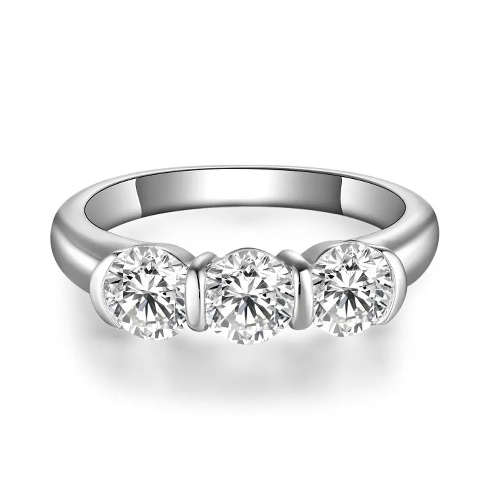 5mm Round Moissanite Ring s925 Sterling Silver 18K White Gold Plated, GRA Certified Diamond Engagement Rings for Women