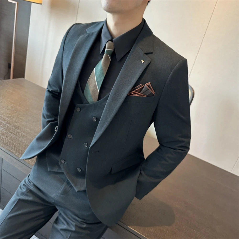 Intricate Autumn Three Pieces Men's Suit Formal Occasions Single Breasted Banquet Vocation Groom Wear Party Charming Tuxedo
