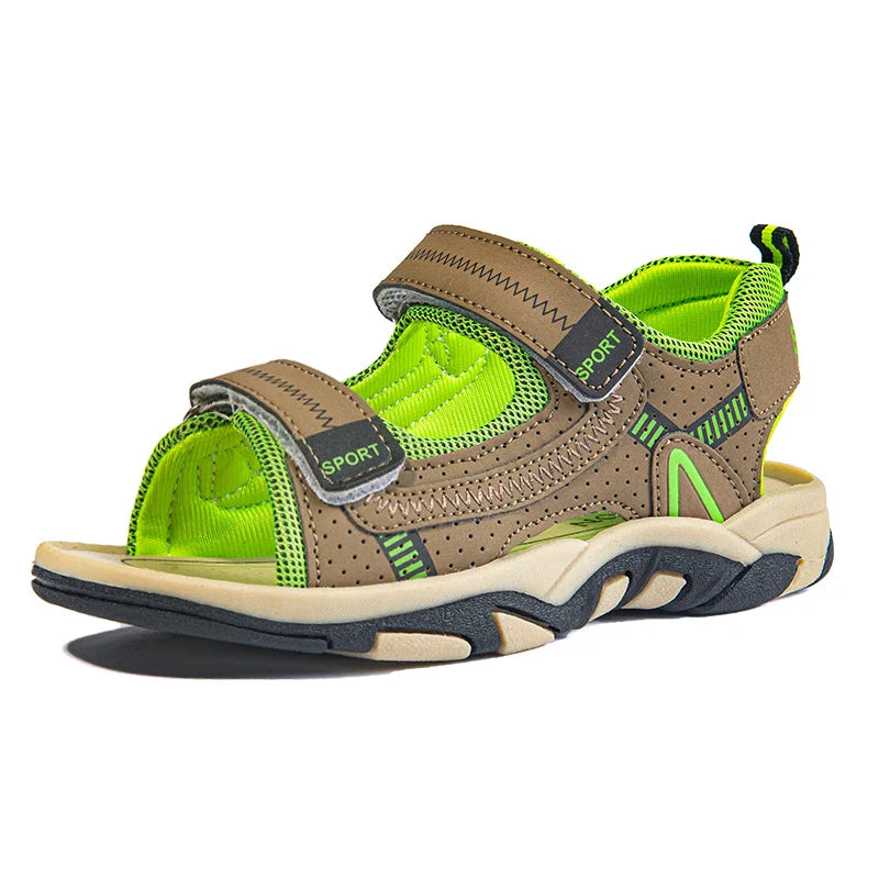 New Design Kids Sandals Boys Barefoot Shoes Summer Beach Waterproof Casual Sneaker PU Leather Sports Sandals for Boy 4-12 Years