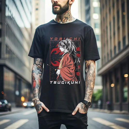 Demon Slayer Yoriichi Tsugikuni anime T Shirt gift Unisex Black Shirt 155