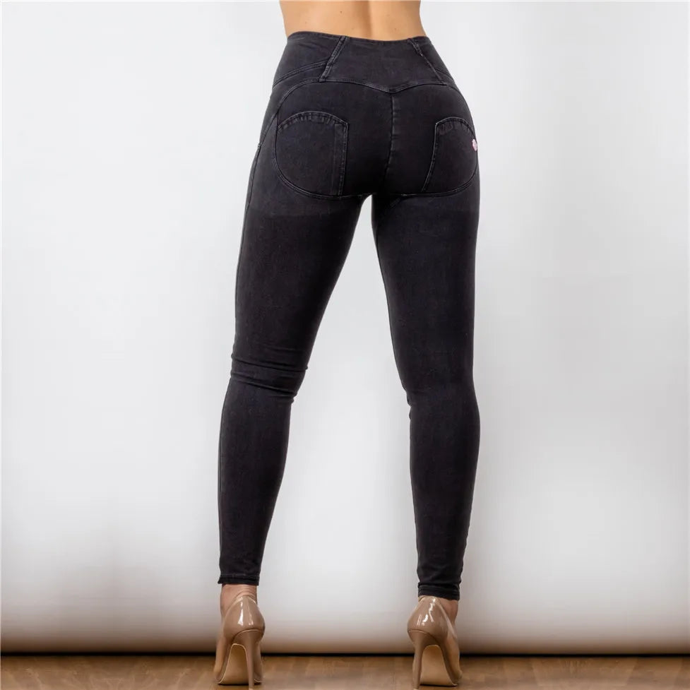 Butt Lift Jeans Black Skinny Women Stretchable Jeans Slimming Jeggings Streetwear With Three Buttons