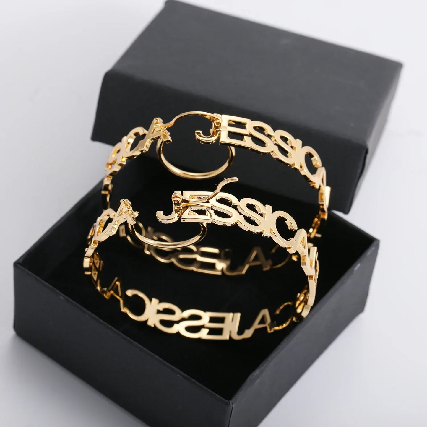 Custom Hoop Earrings With Name Personalized Name Earrings For Women Large Circle Letter Earrings Gold Stainless Steel Jewelry