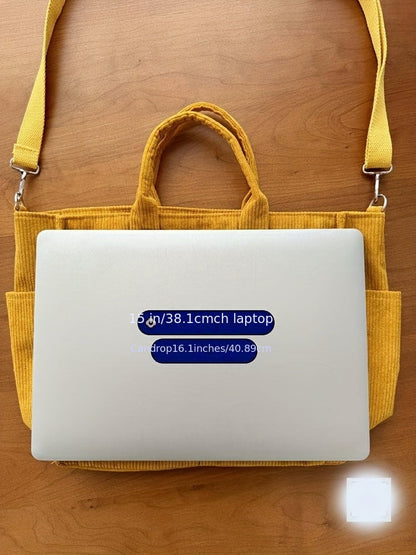 Corduroy Crossbody Tote Bag Stylish Commuter Shoulder Bag with Multiple Spacious Pockets Handbag For Women