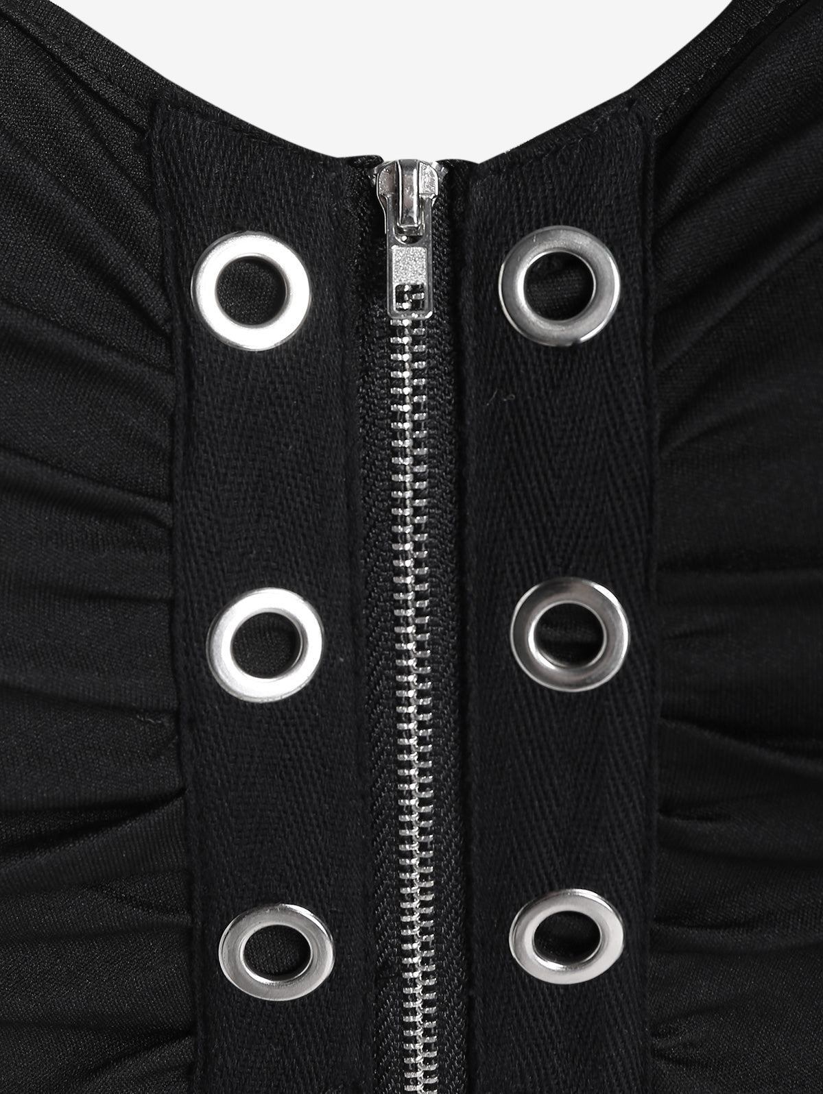 Plus Size Gothic Full Zipper Grommets Camis Tops Buckle Strap Plaid Vest Women Summer Sweetheart Neck Empire Waist Tanks