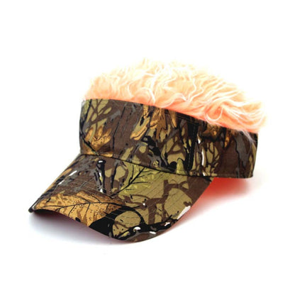 New Unisex Casual Camouflage Visor Hat Men Women Adjustable Sun Sunshade Hip Hop Baseball Cap With Spiked Hairs Wigs Casquatte