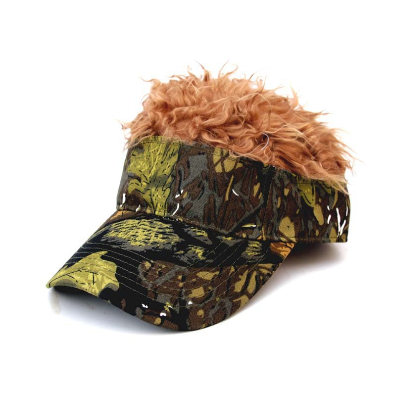 New Unisex Casual Camouflage Visor Hat Men Women Adjustable Sun Sunshade Hip Hop Baseball Cap With Spiked Hairs Wigs Casquatte