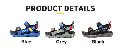 Summer Beach Boy Children Sandals Fashion Shoes Lightweight Non-slip Soft Bottom Shading Leather Boys Comfortable