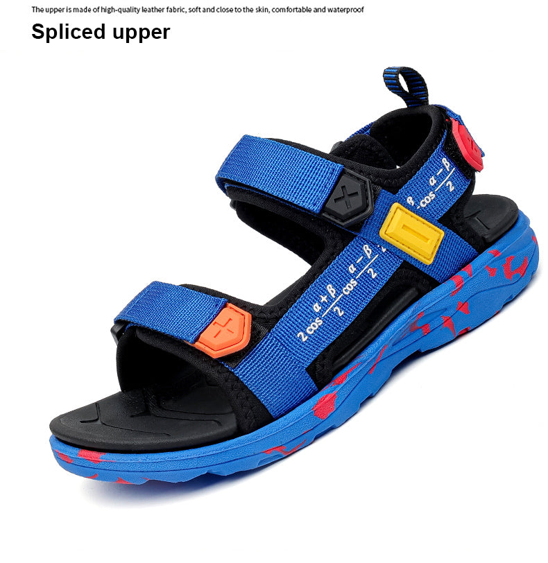 Summer Beach Boy Children Sandals Fashion Shoes Lightweight Non-slip Soft Bottom Shading Leather Boys Comfortable